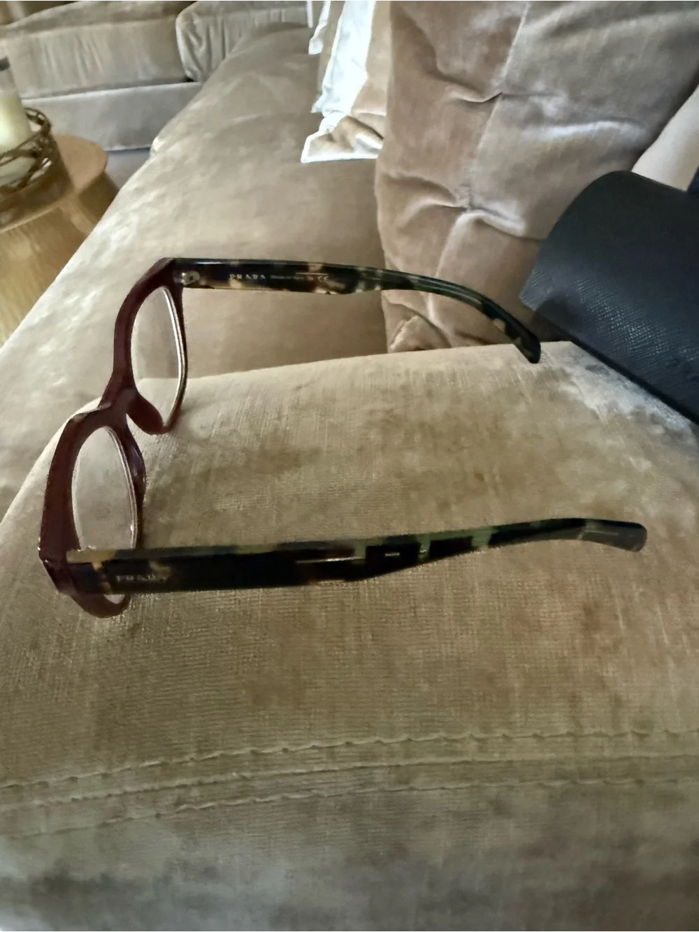 Prada VPR 21S USH 101 Burgundy Red Tortoise Eyeglass Frames 51-19-140 w/Box/Cas